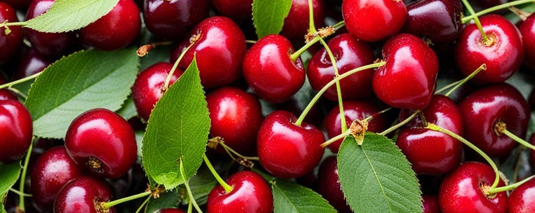 Cerises fraîches du mois de mai, prêtes à égayer vos papilles avec leur douceur juteuse et leur couleur rouge éclatante, pour une explosion de saveurs estivales.