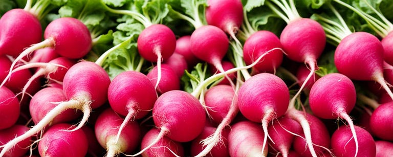 Radis frais du mois de mai, avec leur couleur vibrante et leur saveur piquante et croquante, parfaits pour ajouter une touche de fraîcheur et de pep à vos salades et plats printaniers.