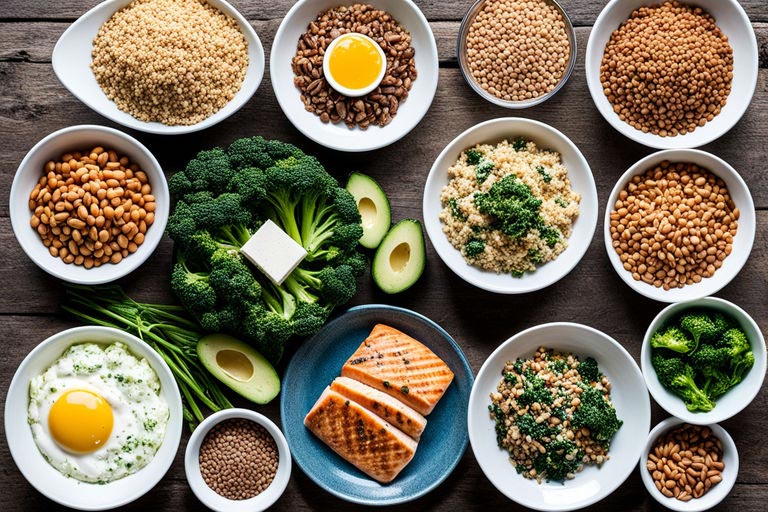 Divers aliments riches en protéines, illustrant l'importance de répartir ses apports en protéines tout au long de la journée et de varier les sources pour une santé optimale.